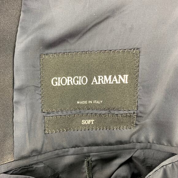 GIORGIO ARMANI Soft Size 38 Black Marbled Wool / Silk Peak Lapel Sport Coat - Picture 7 of 7